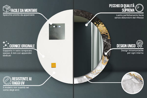 Round decorative mirror Marble and gold