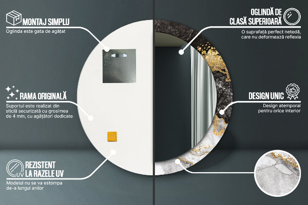 Round decorative mirror Marble and gold