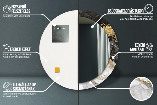 Round decorative mirror Marble and gold