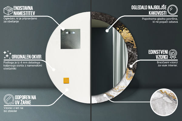 Round decorative mirror Marble and gold