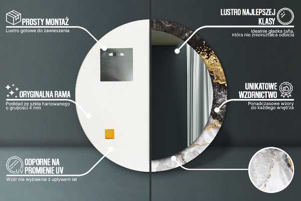 Round decorative mirror Marble and gold