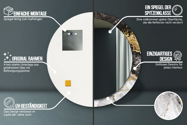 Round decorative mirror Marble and gold