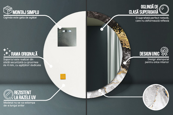 Round decorative mirror Marble and gold