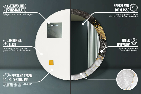 Round decorative mirror Marble and gold