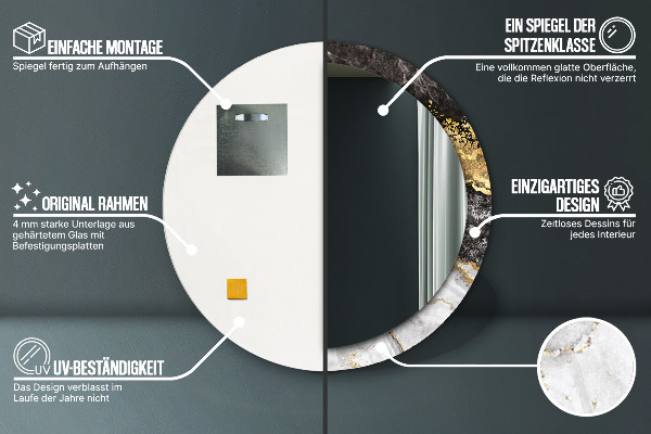 Round decorative mirror Marble and gold