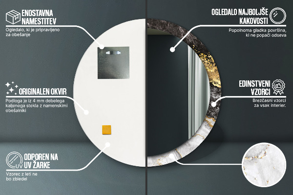 Round decorative mirror Marble and gold