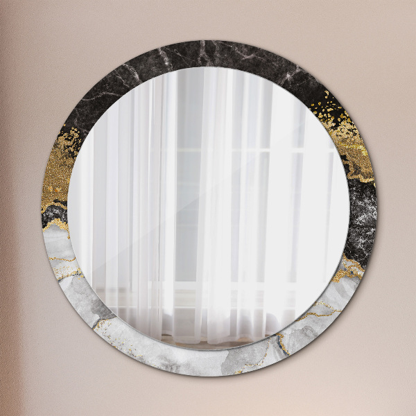 Round decorative mirror Marble and gold