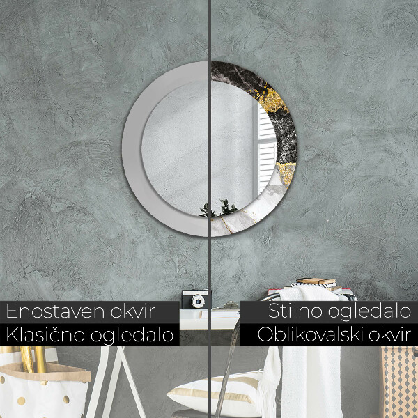 Round decorative mirror Marble and gold
