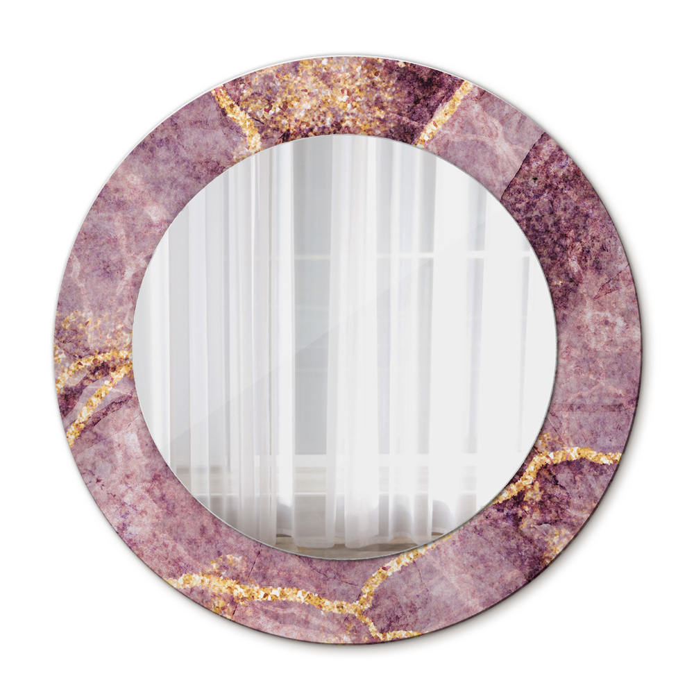 Round decorative mirror Marble with the addition of gold