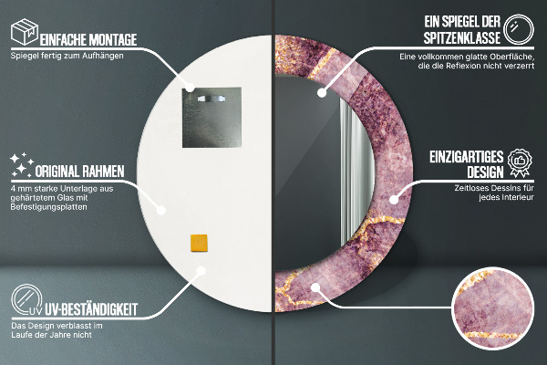 Round decorative mirror Marble with the addition of gold