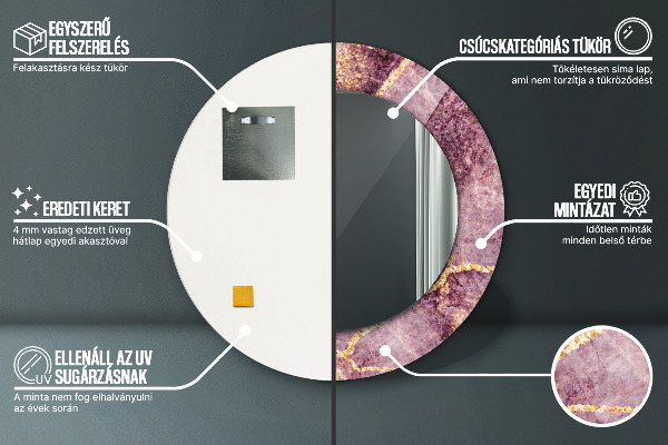 Round decorative mirror Marble with the addition of gold