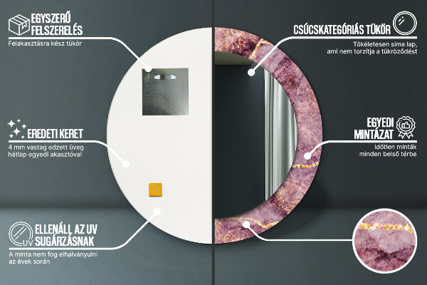 Round decorative mirror Marble with the addition of gold