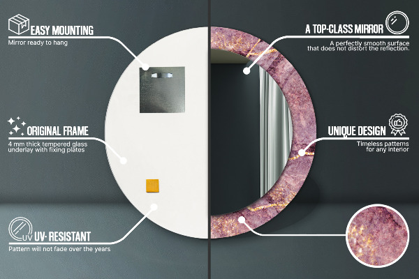 Round decorative mirror Marble with the addition of gold