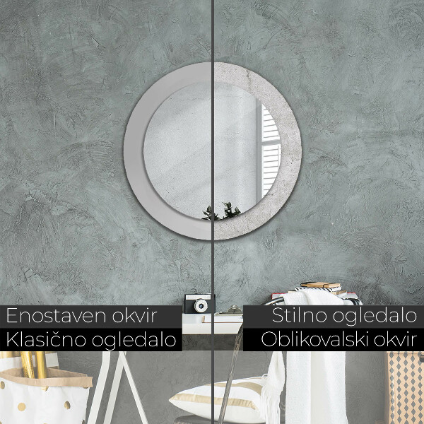Round decorative mirror Gray cement