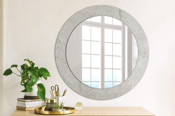 Round decorative mirror Gray cement