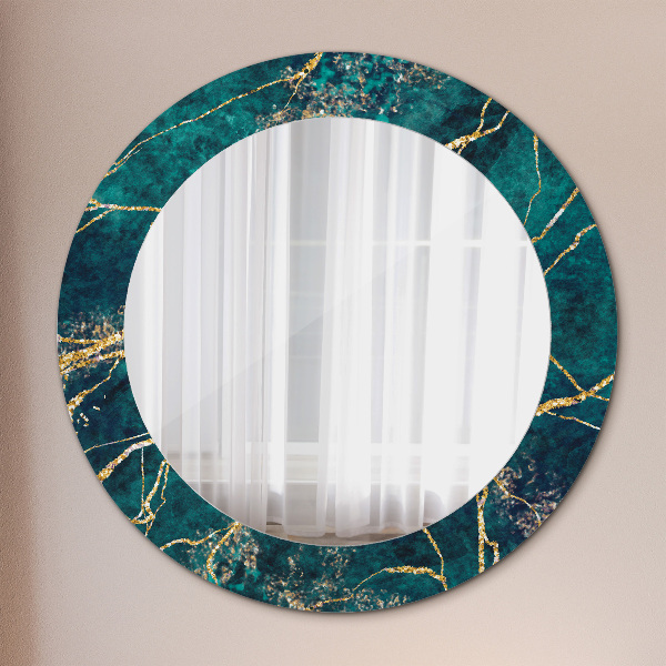Round decorative mirror Green malachite marble