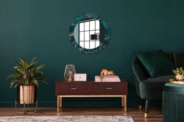 Round decorative mirror Green malachite marble