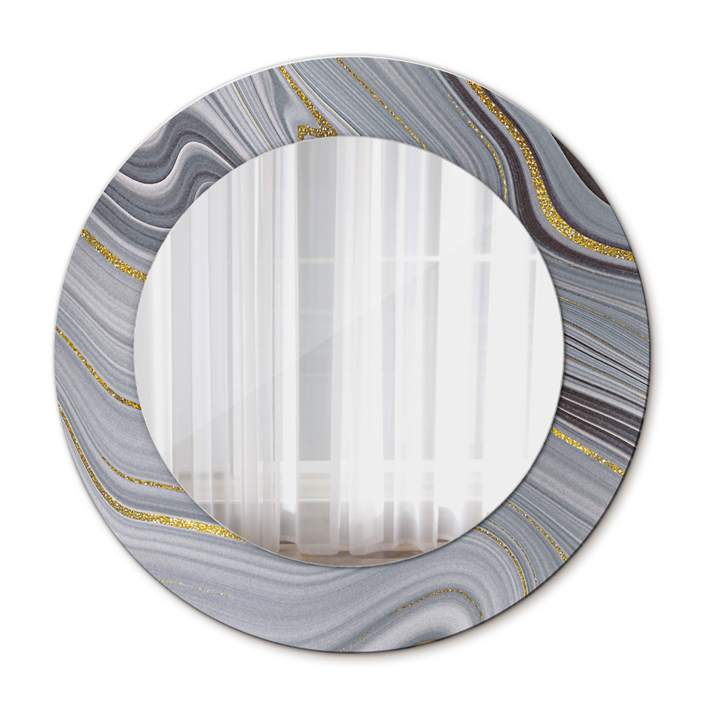 Round decorative mirror Gray marble