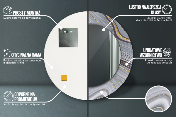 Round decorative mirror Gray marble