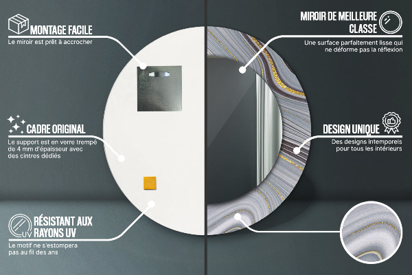 Round decorative mirror Gray marble