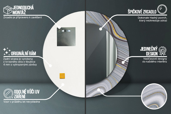 Round decorative mirror Gray marble