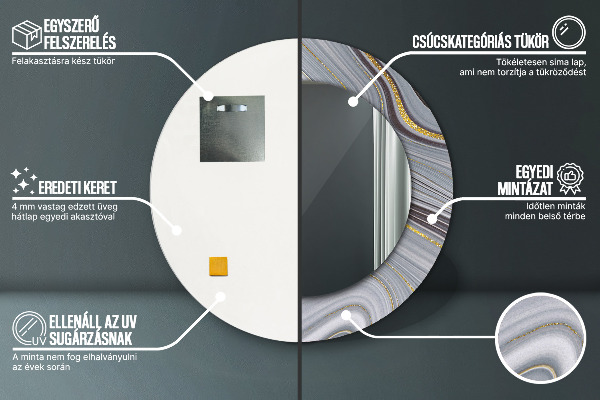 Round decorative mirror Gray marble