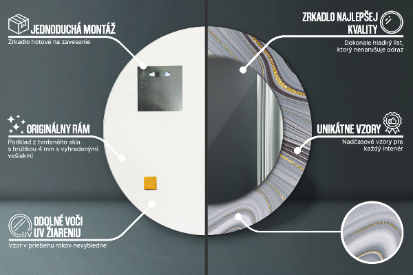 Round decorative mirror Gray marble