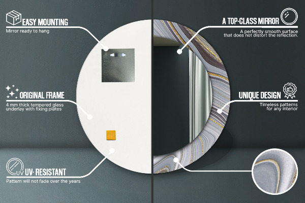 Round decorative mirror Gray marble