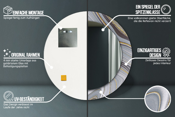 Round decorative mirror Gray marble