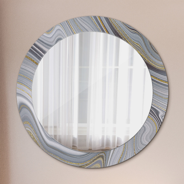 Round decorative mirror Gray marble