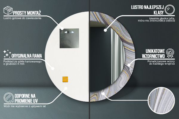 Round decorative mirror Gray marble