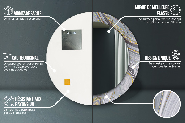 Round decorative mirror Gray marble