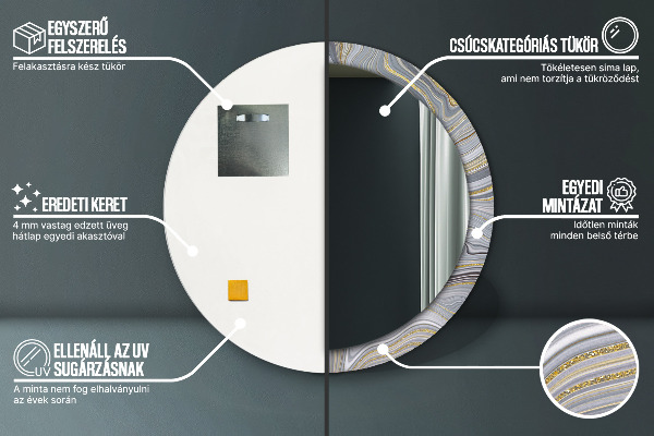 Round decorative mirror Gray marble