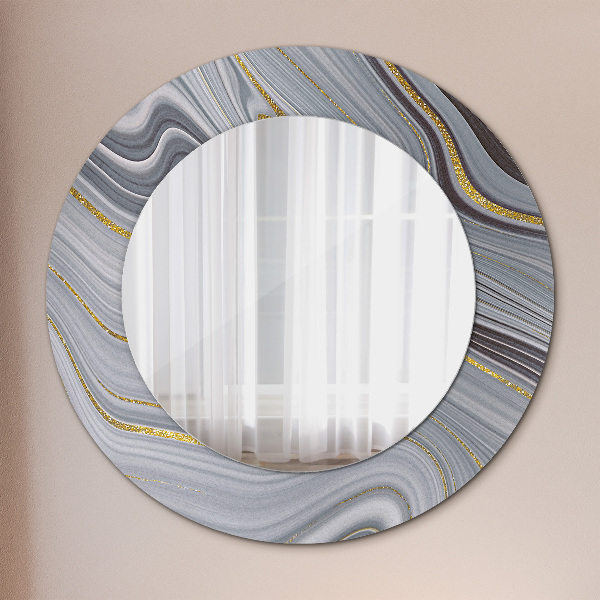 Round decorative mirror Gray marble