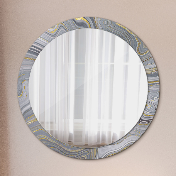 Round decorative mirror Gray marble