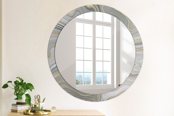 Round decorative mirror Gray marble