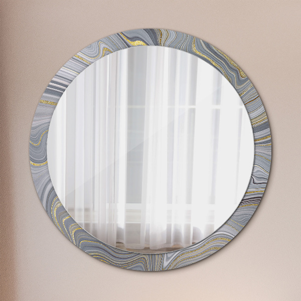 Round decorative mirror Gray marble