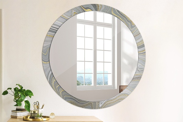 Round decorative mirror Gray marble