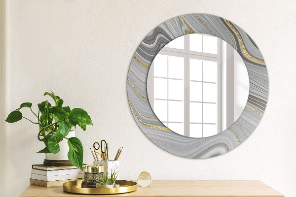 Round decorative mirror Gray marble