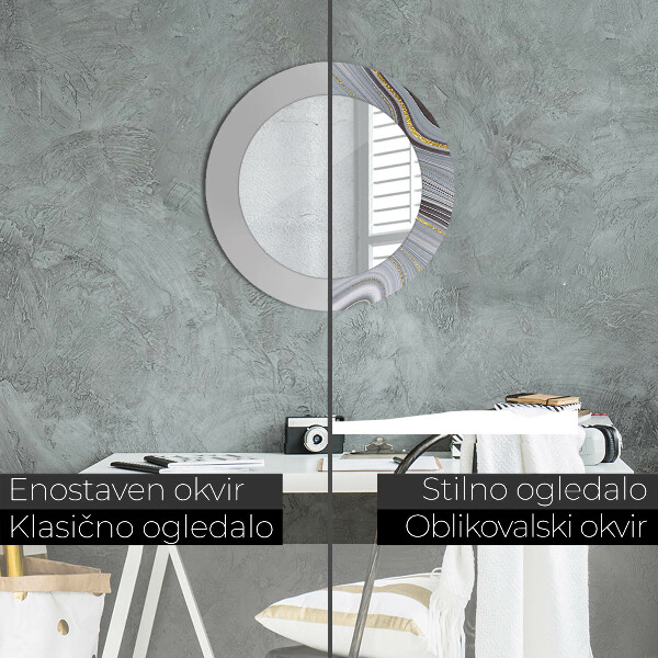 Round decorative mirror Gray marble