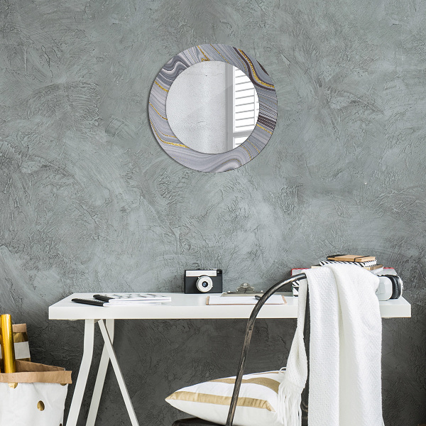 Round decorative mirror Gray marble