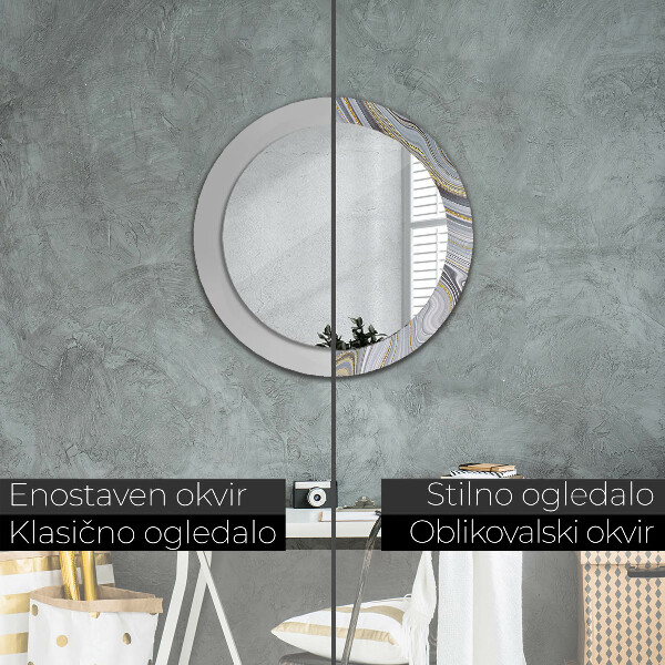 Round decorative mirror Gray marble