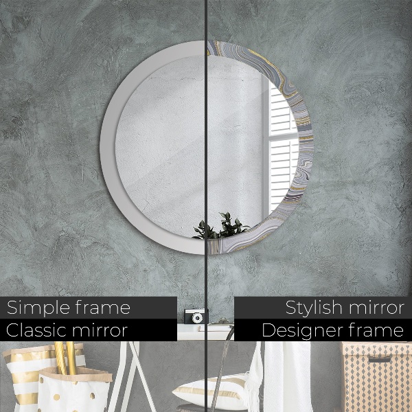 Round decorative mirror Gray marble