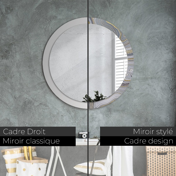 Round decorative mirror Gray marble