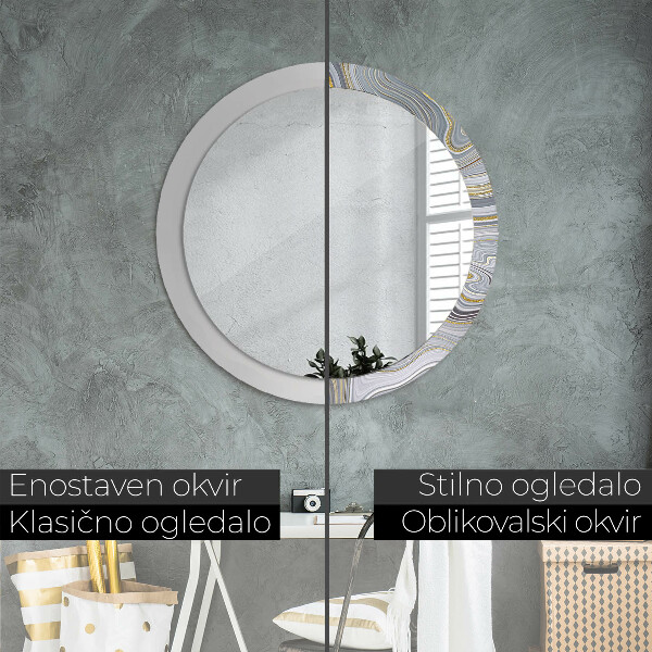 Round decorative mirror Gray marble