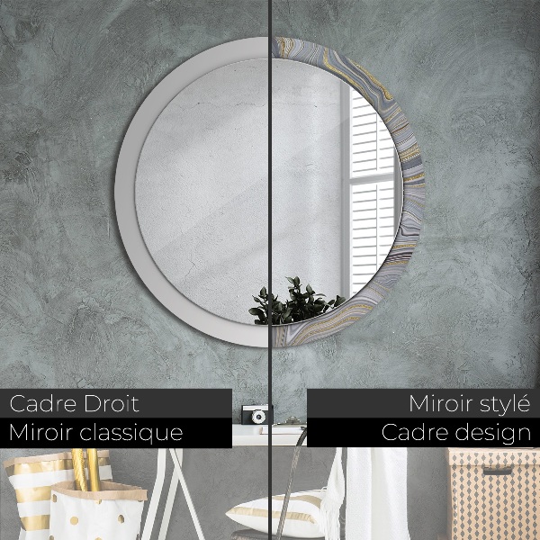 Round decorative mirror Gray marble