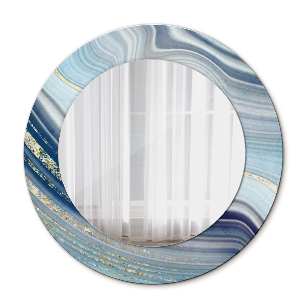Round decorative mirror Blue marble