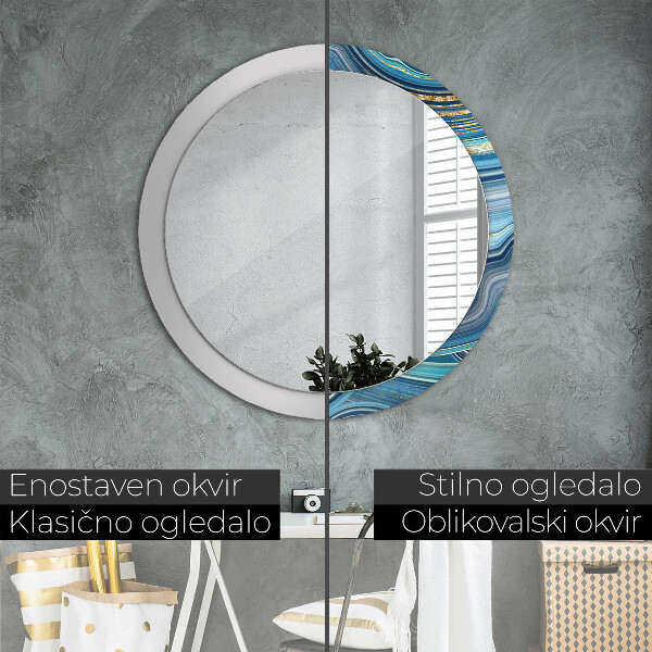 Round decorative mirror Blue marble