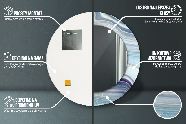 Round decorative mirror Blue marble