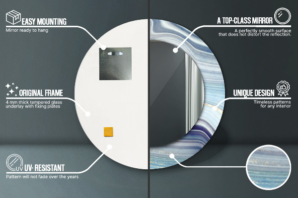 Round decorative mirror Blue marble